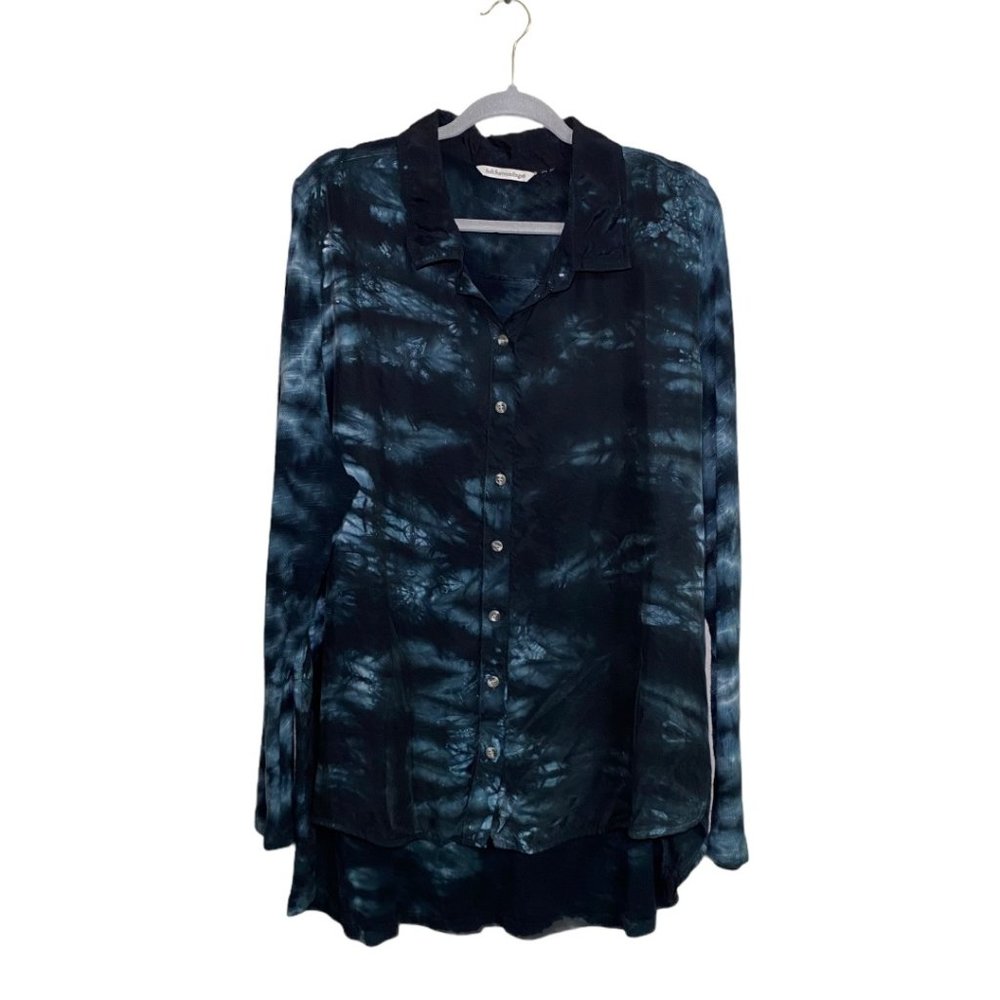 Soft Surroundings High Low Button Up Marbled Patte - image 1